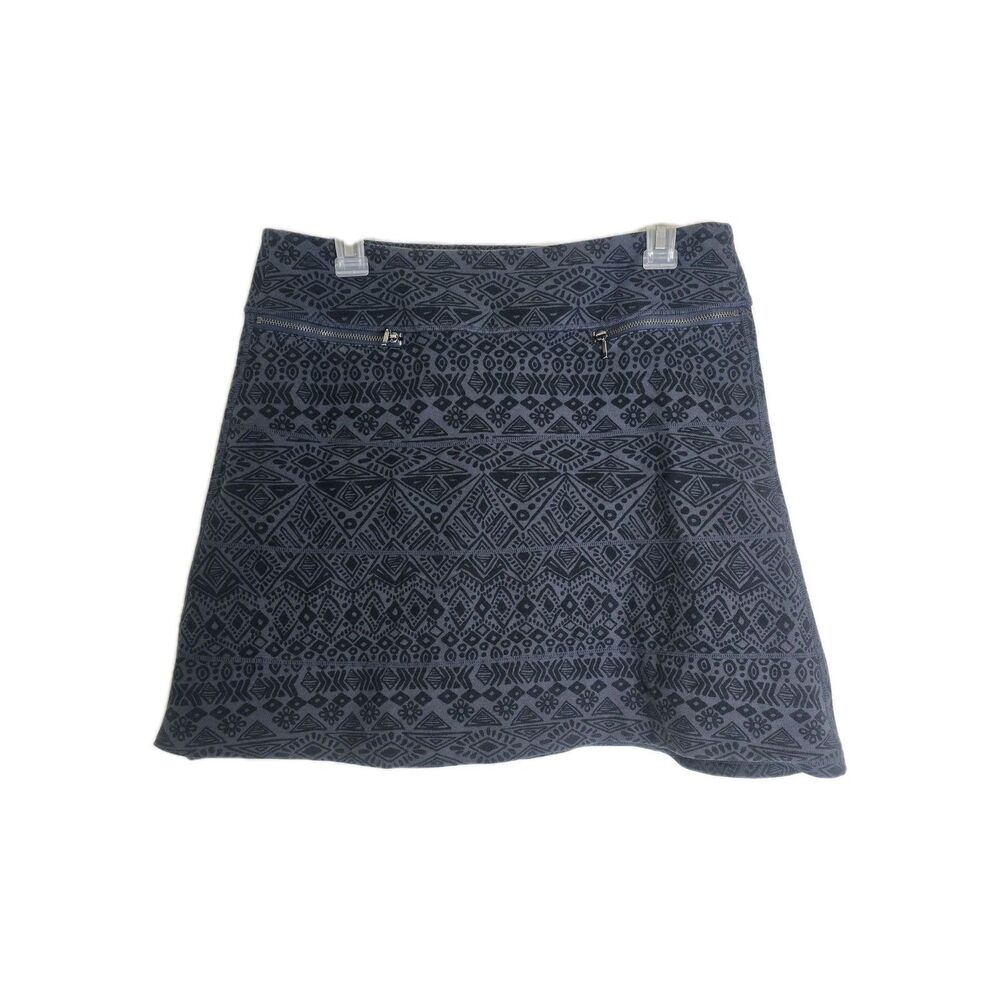 ATHLETA Cassava Strata Print Skirt Women Medium Zip Pockets Gray Black